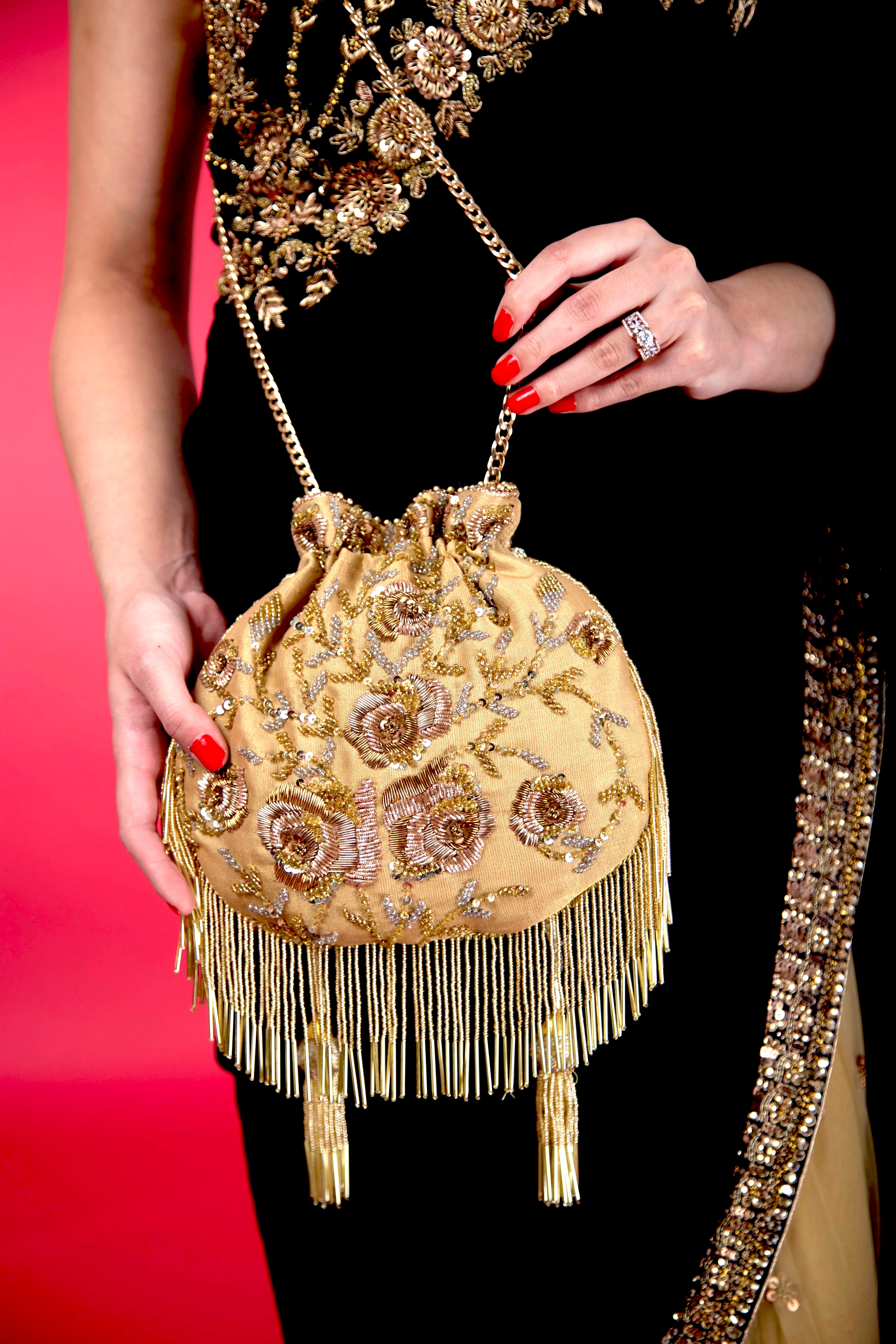 Gold Zardozi Rosa Flapper