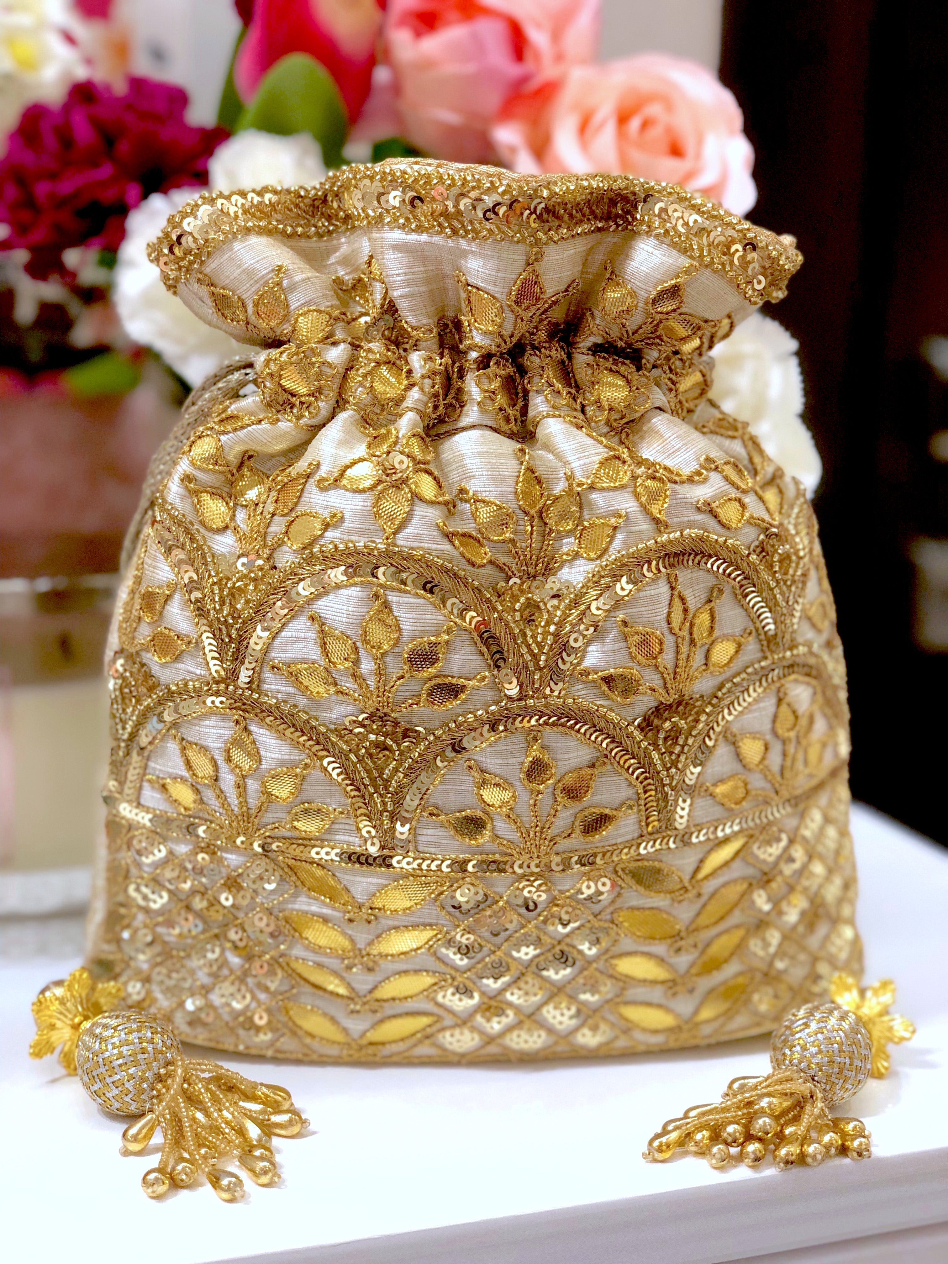 Gold Gota Patti Bucket Bag