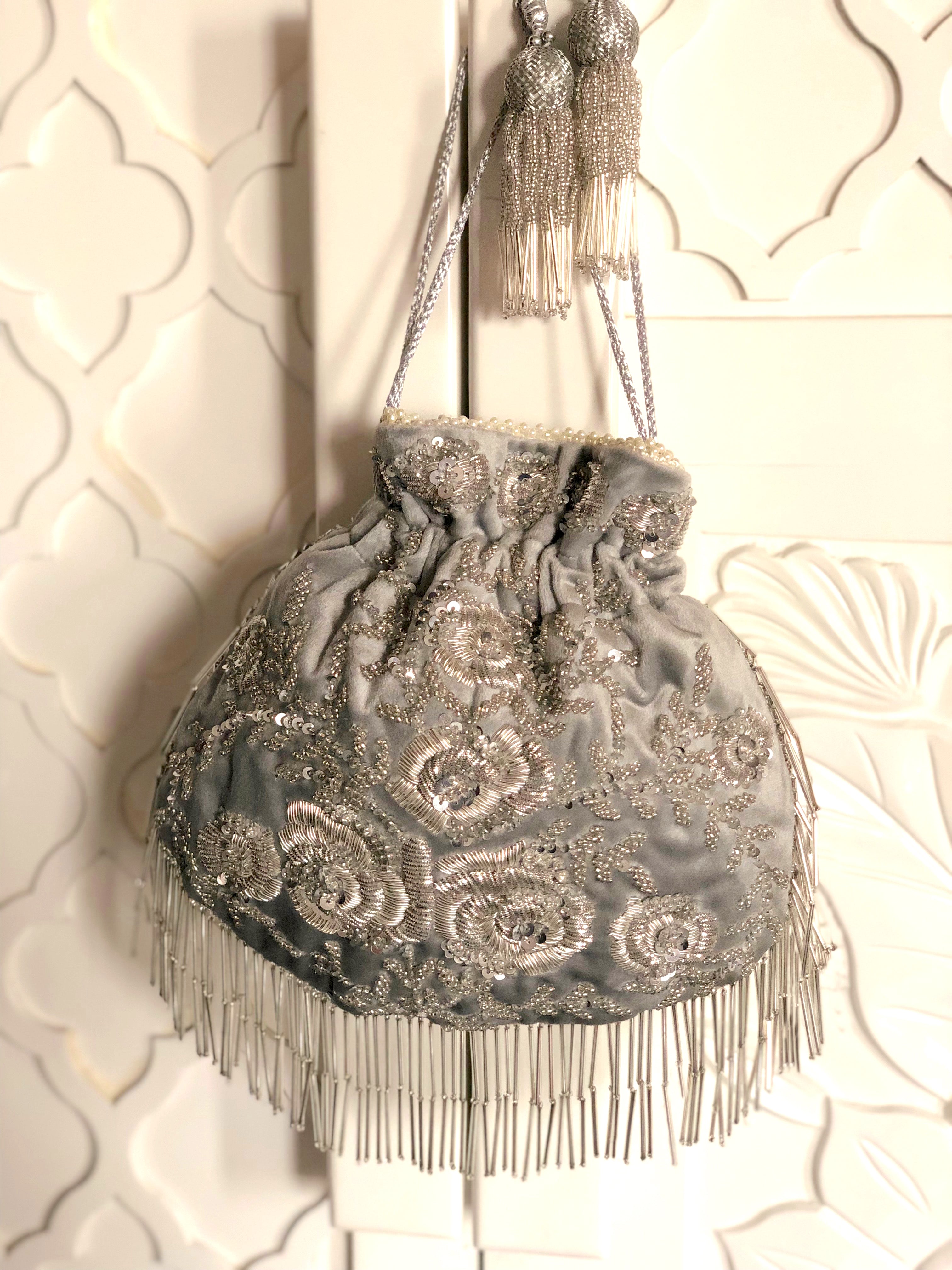 Silver Zardozi Rosa Flapper