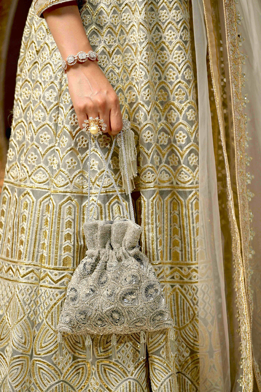 Silver Aara Flapper Bag