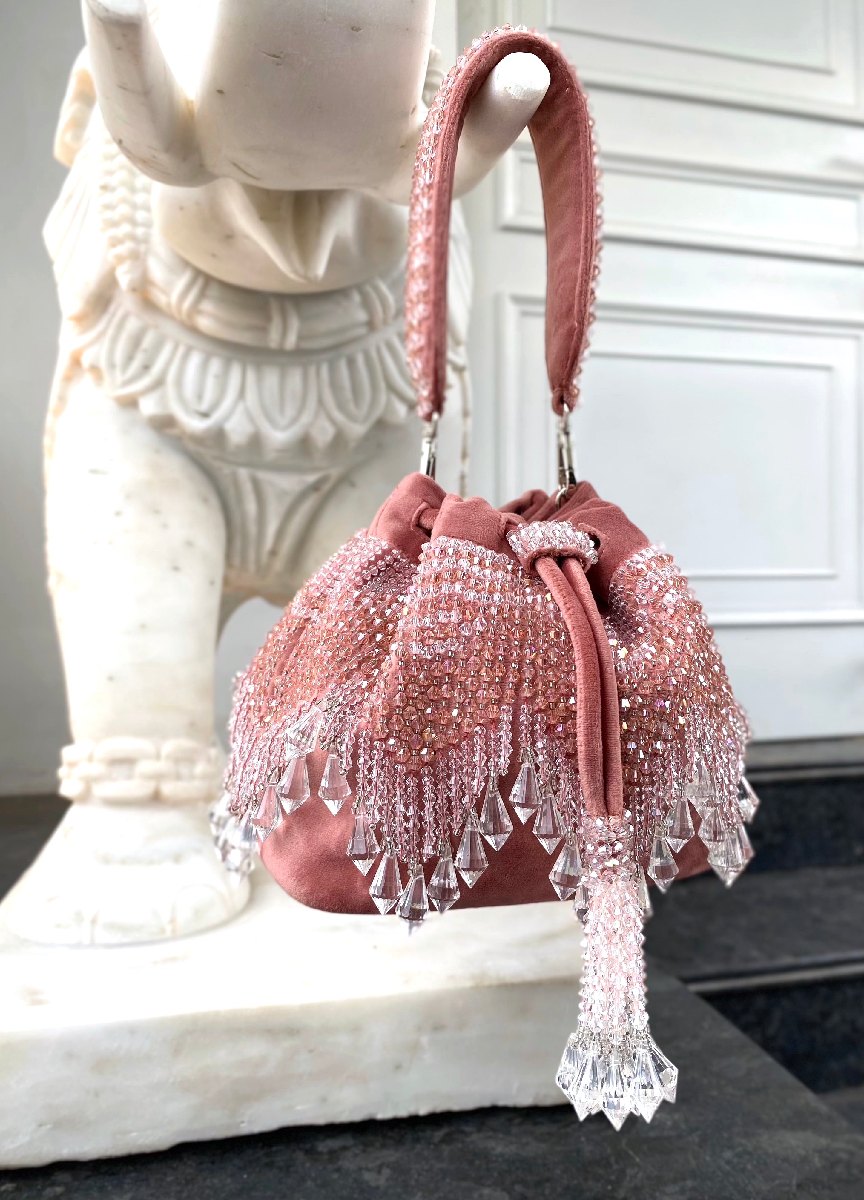 Pink Crystal Bucket Bag
