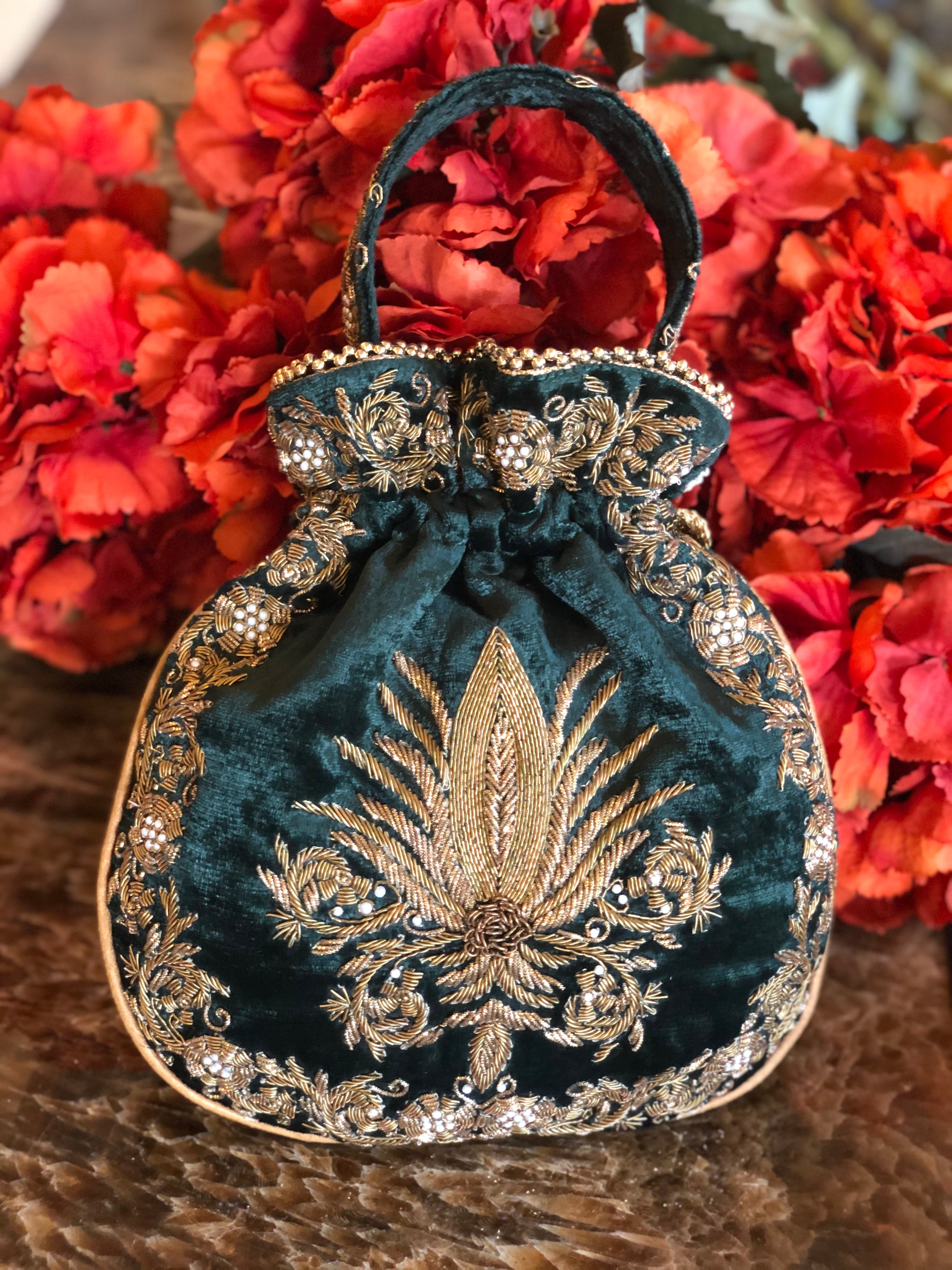 Green Zardozi Fleur De Lis