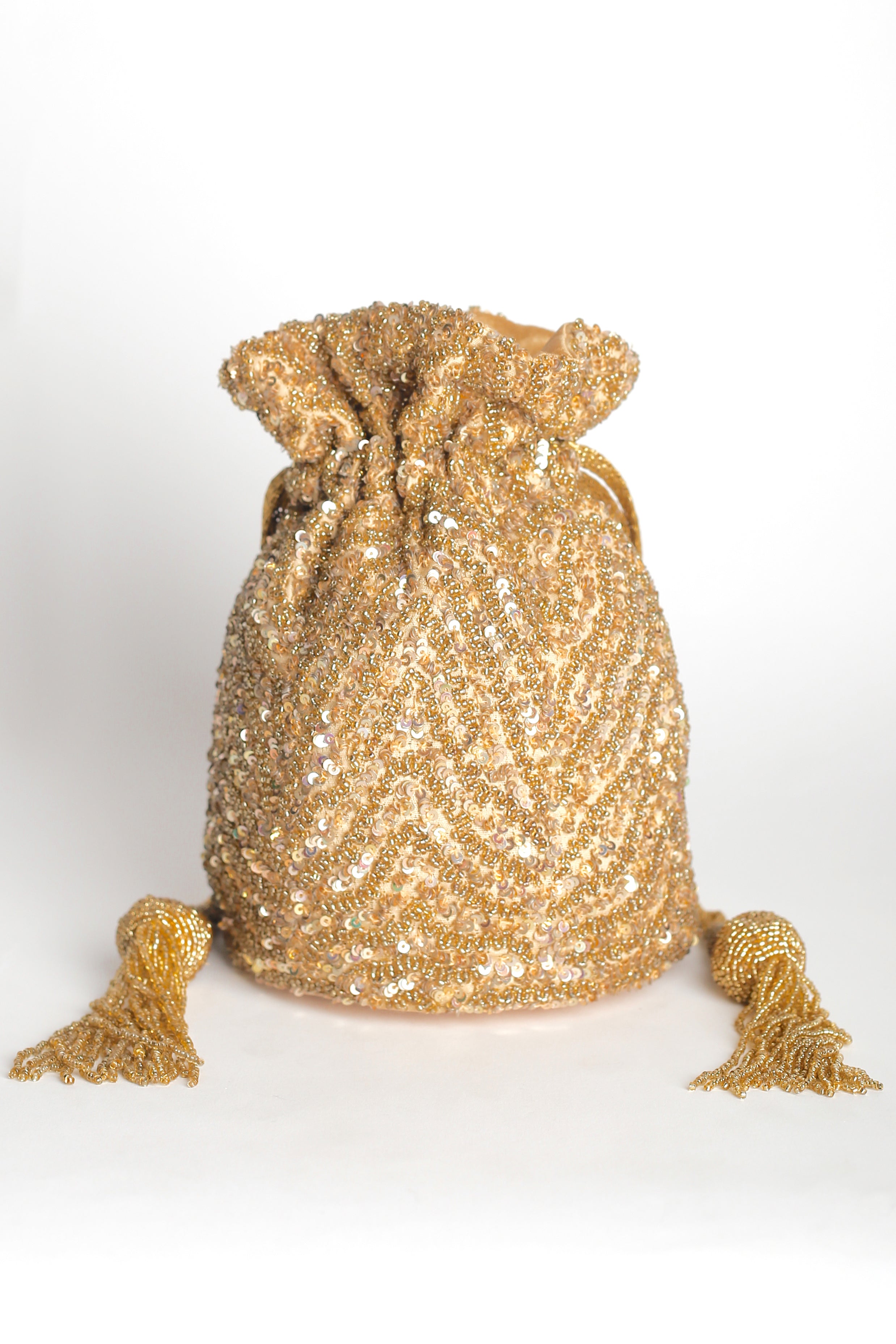 Gold Chevron Bucket Bag