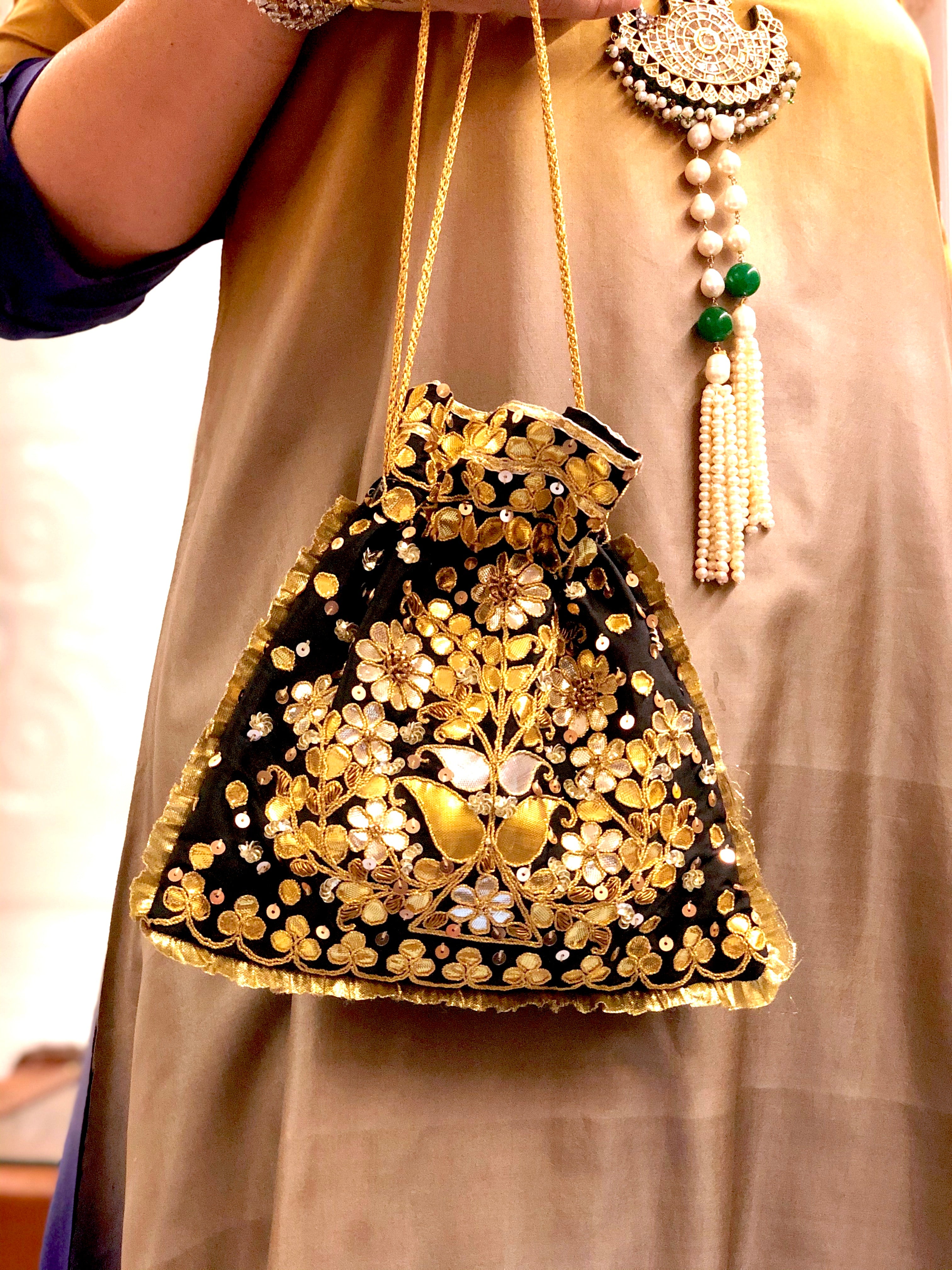 Black Gota Pati Frill Bag