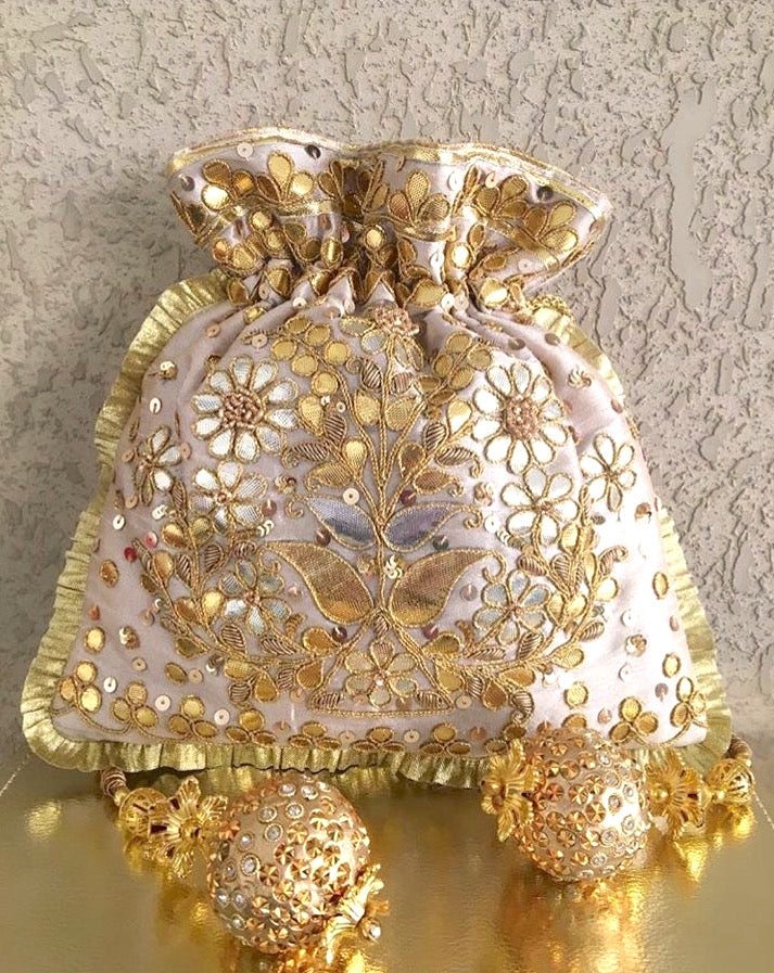 Gold Gota Pati Frill Bag