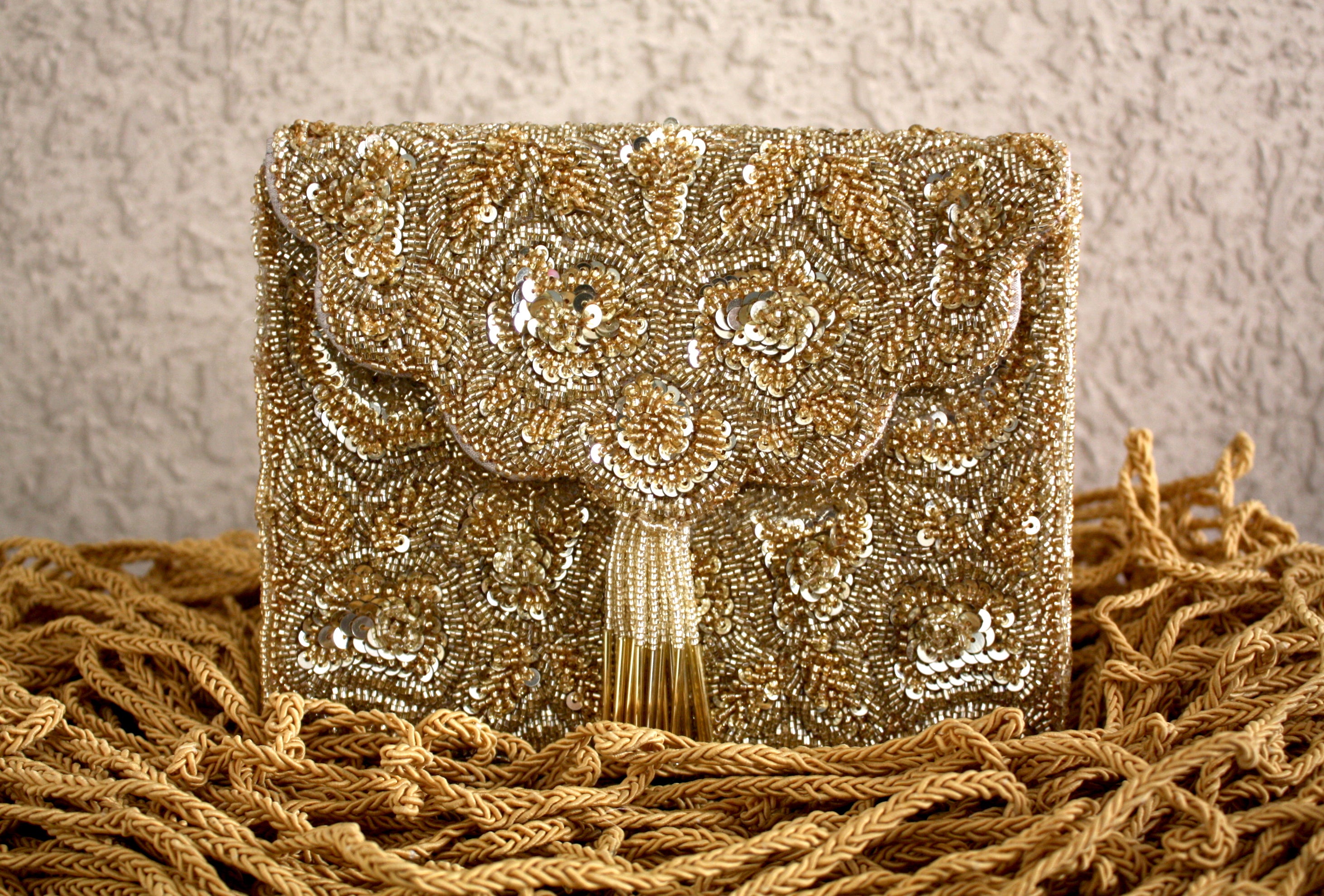 Gold Aara Flapper Clutch