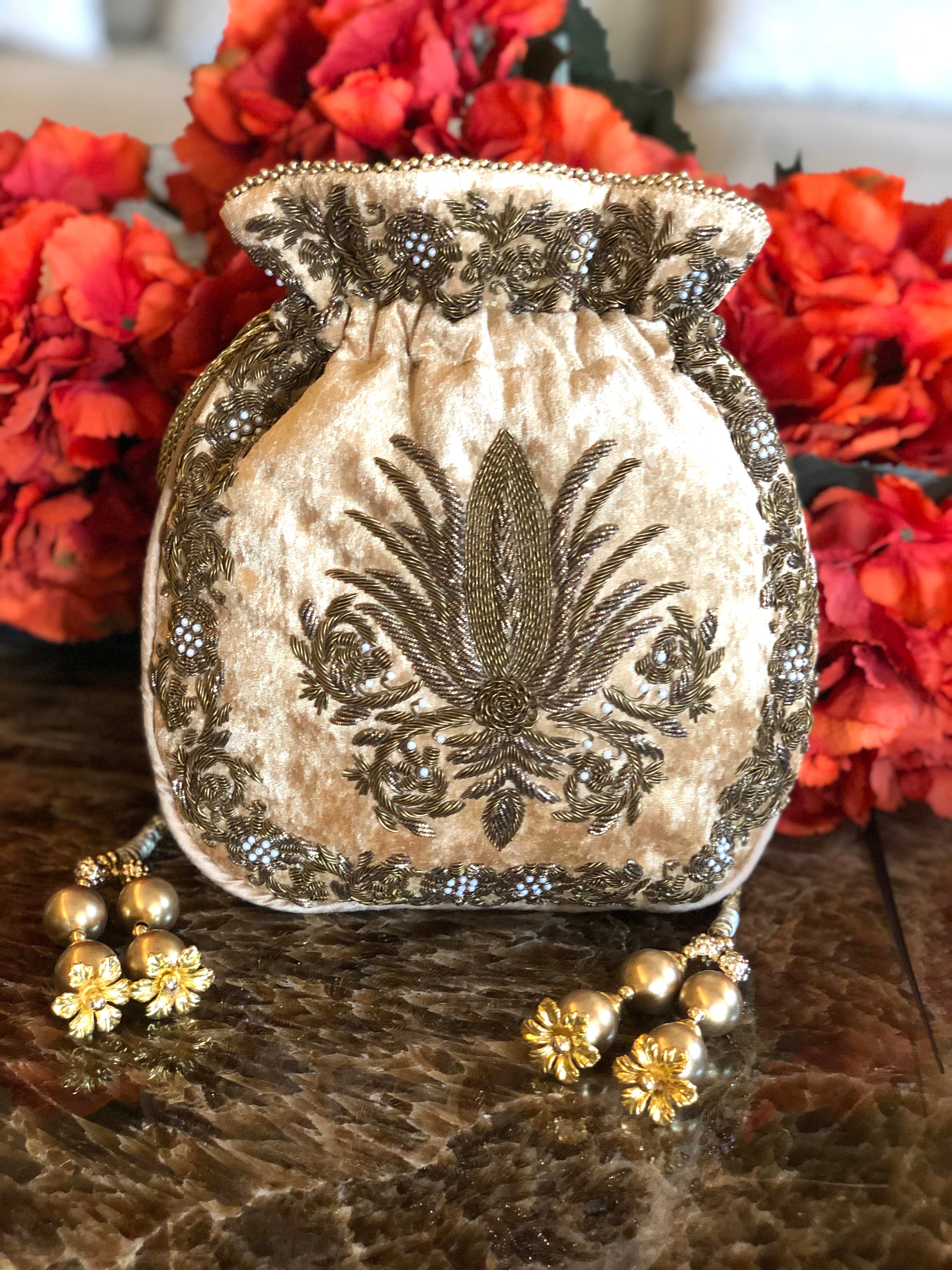 Gold Zardozi Fleur De Lis