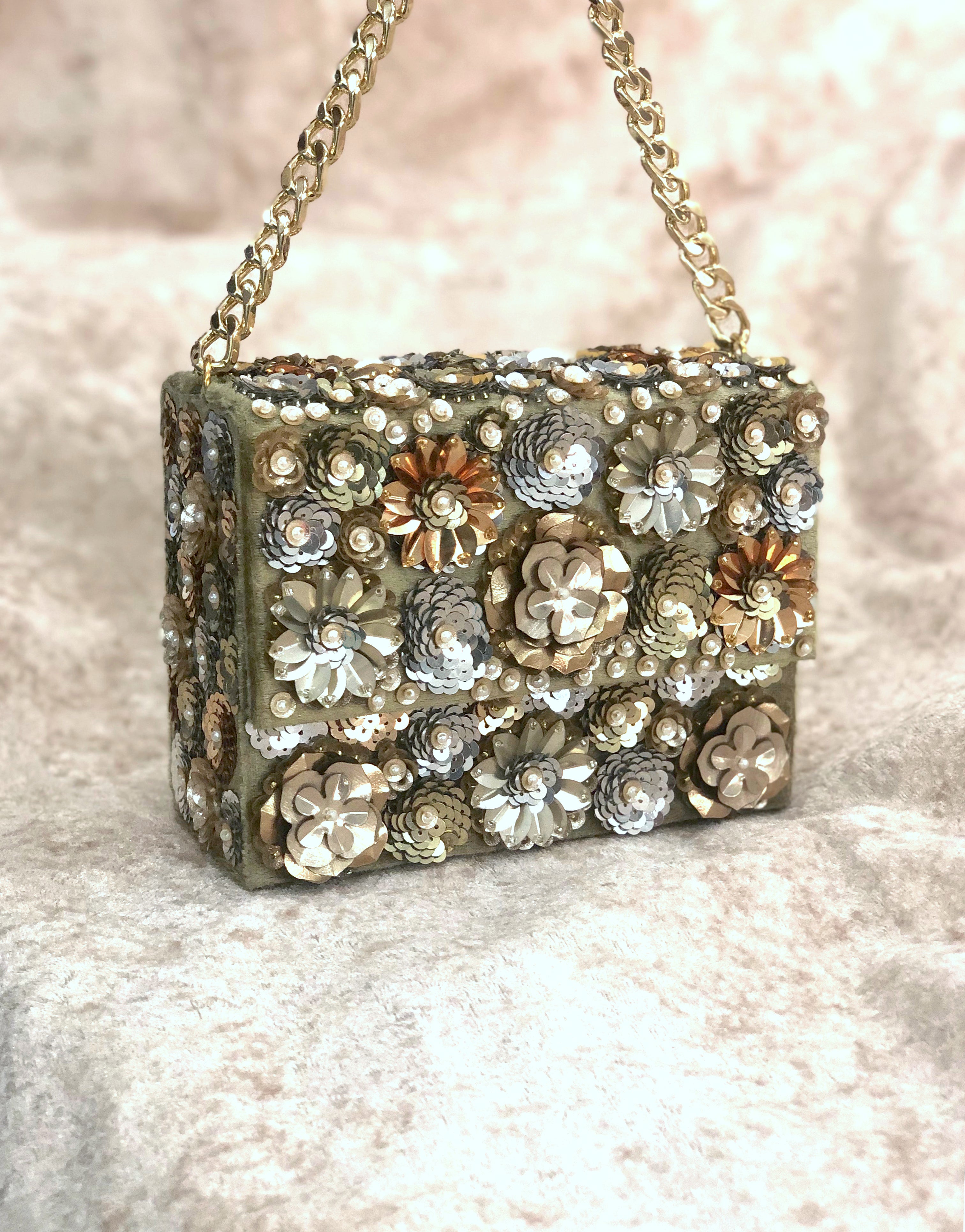Gold Wildflower Clutch Bag