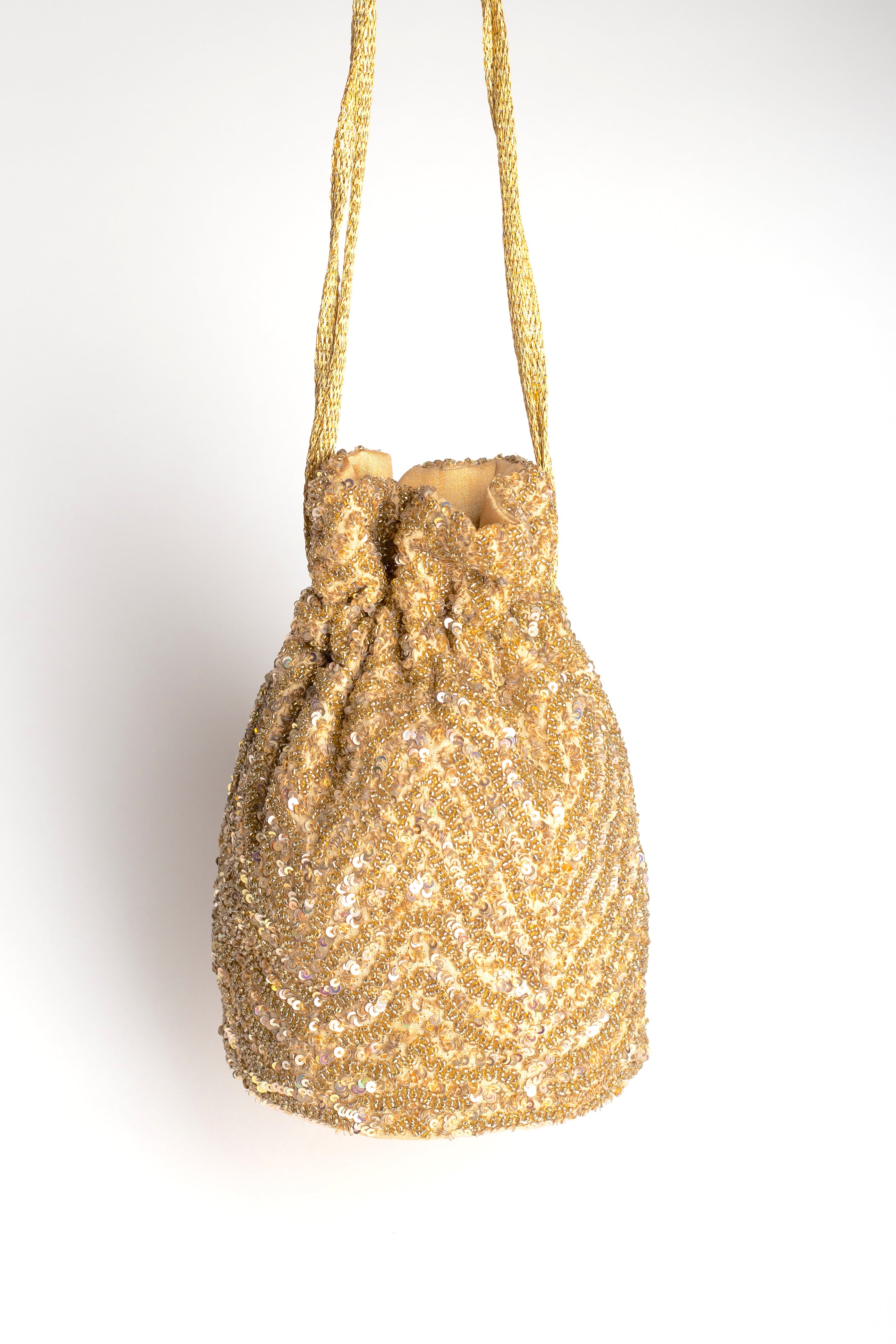 Gold Chevron Bucket Bag