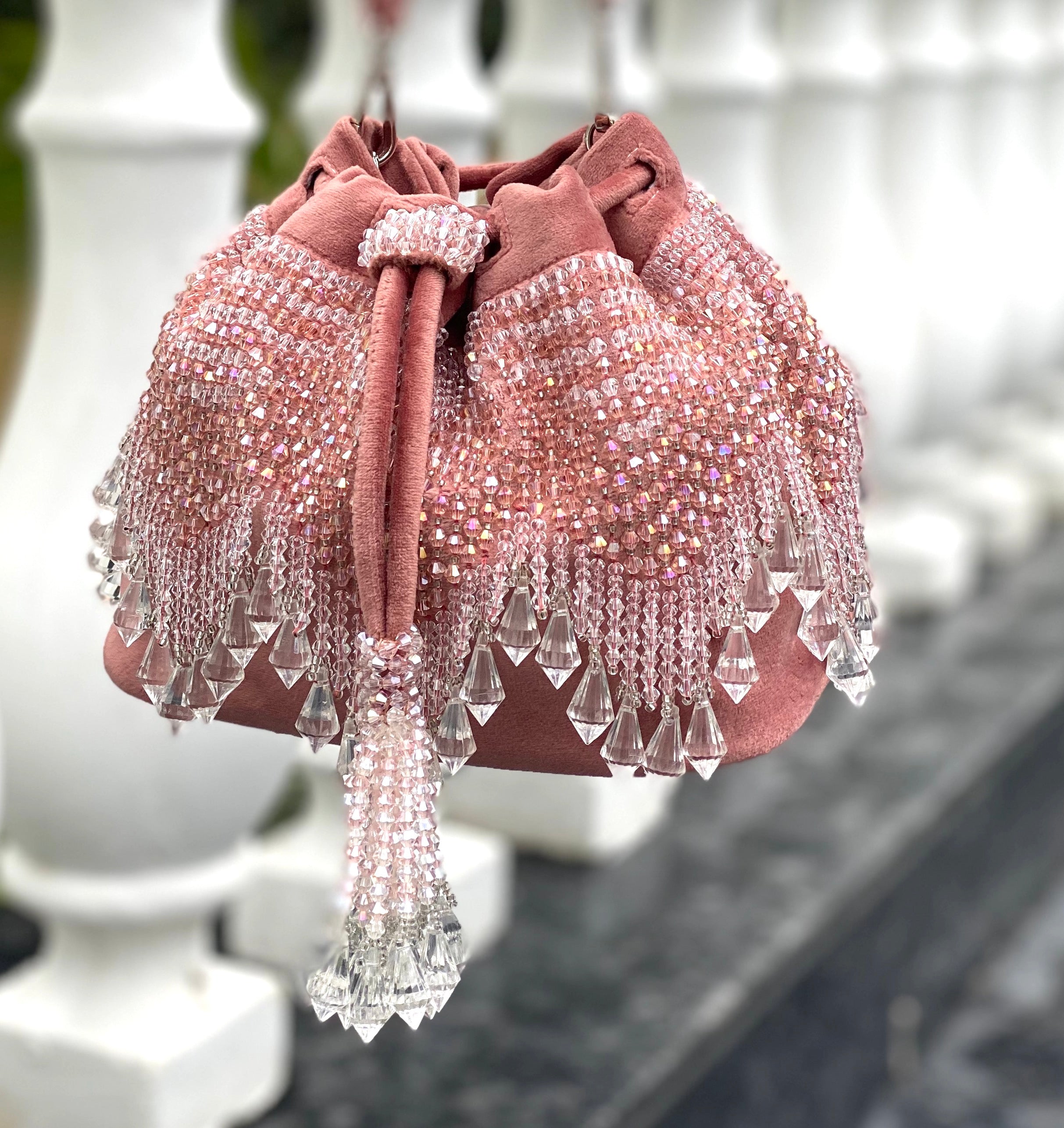 Pink Crystal Bucket Bag
