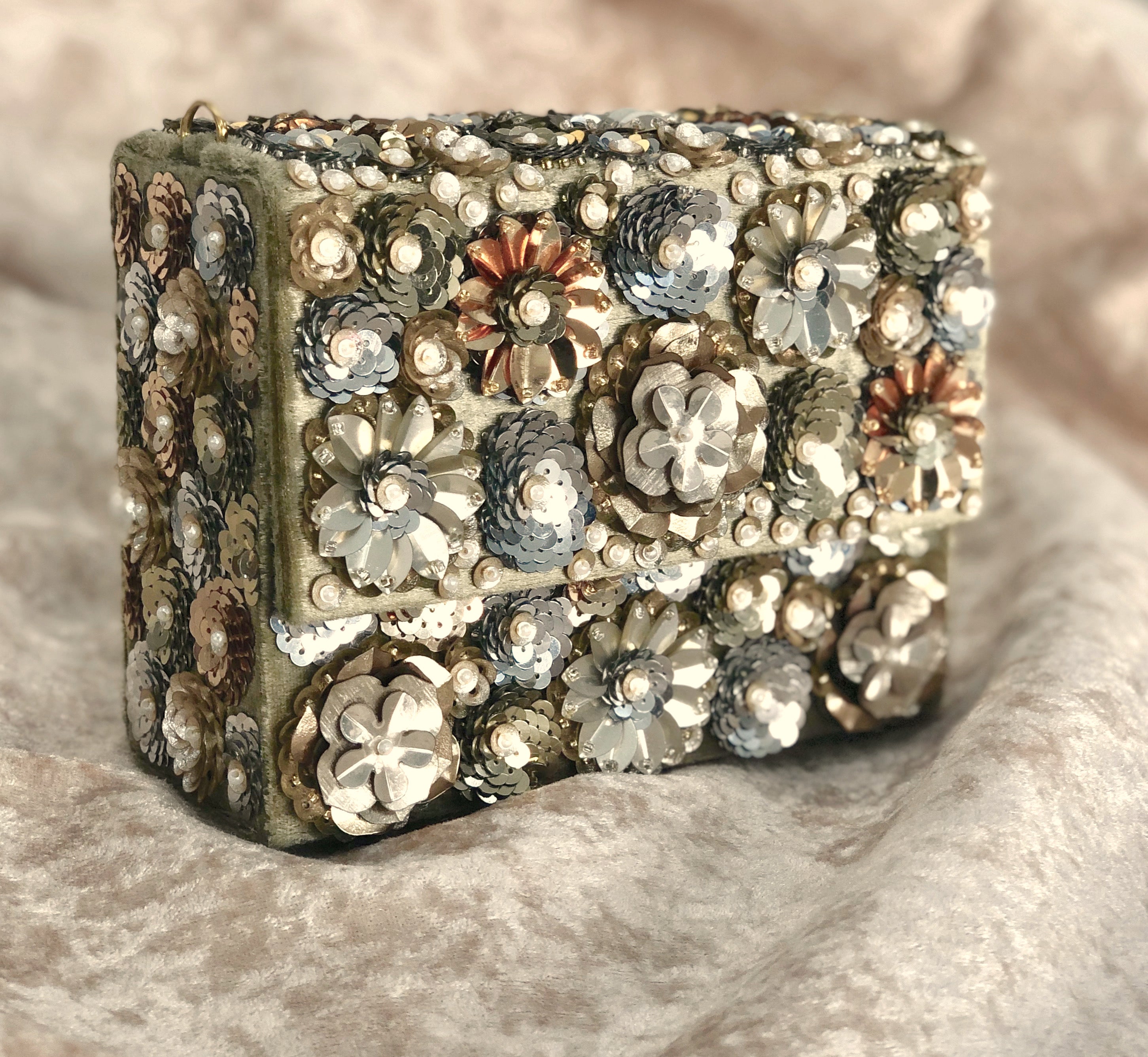 Gold Wildflower Clutch Bag