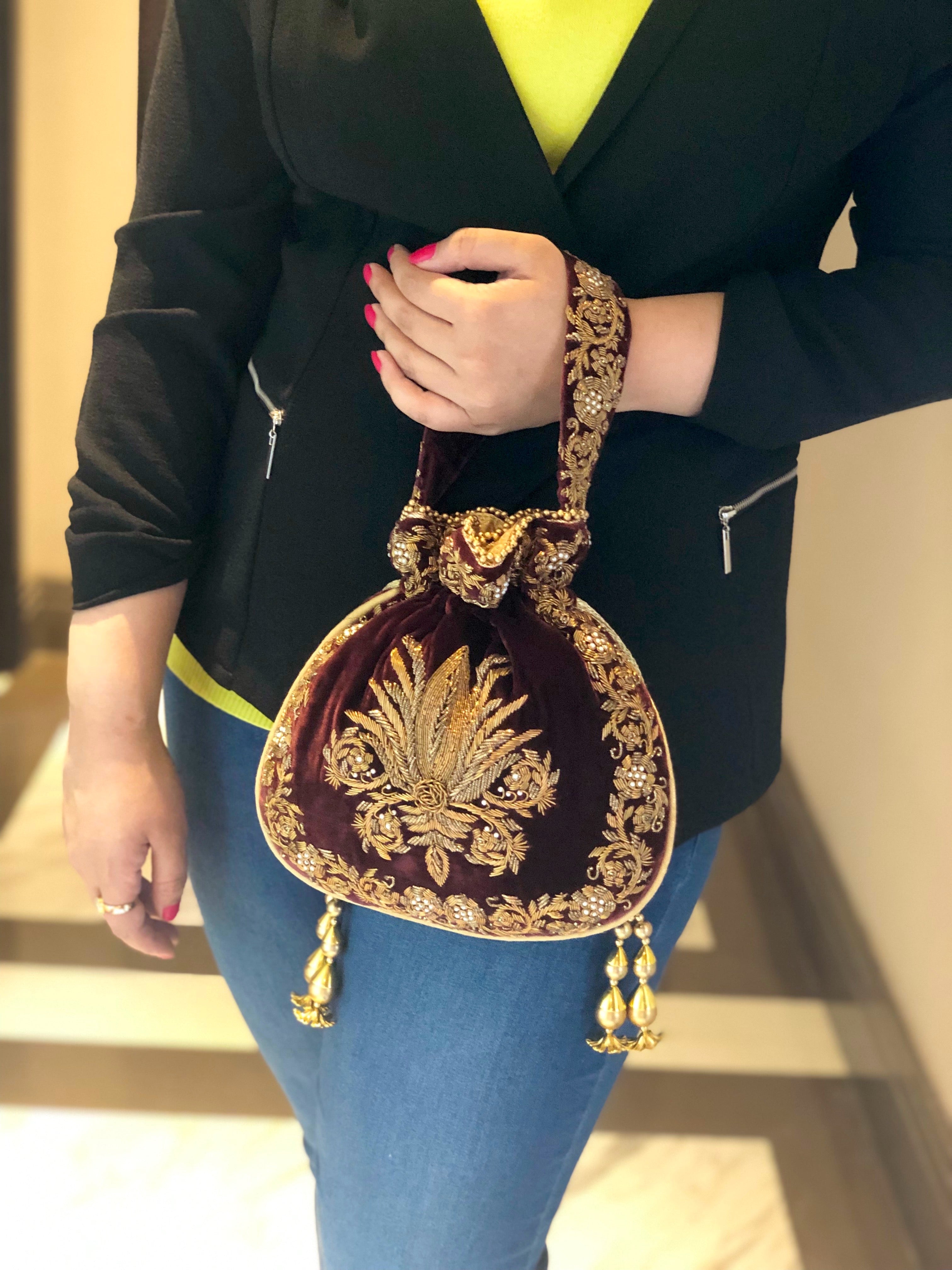 Maroon Zardozi Fleur De Lis