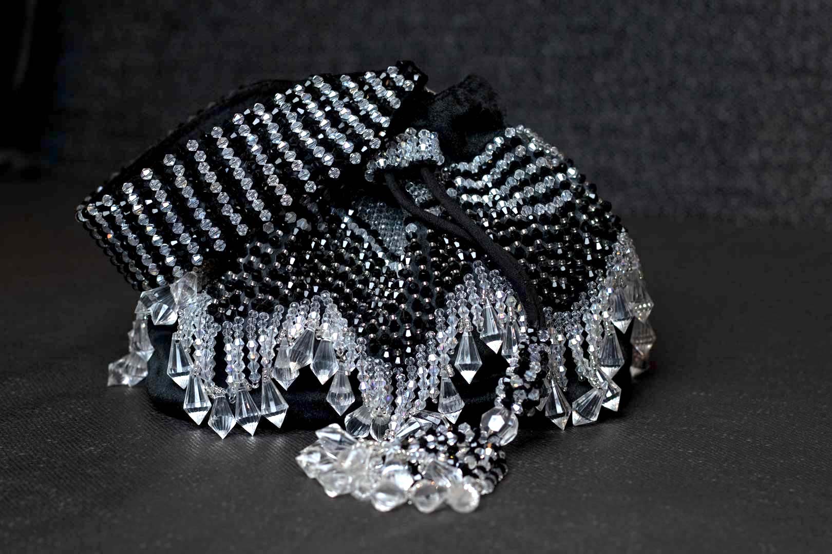 Black Crystal Bucket Bag