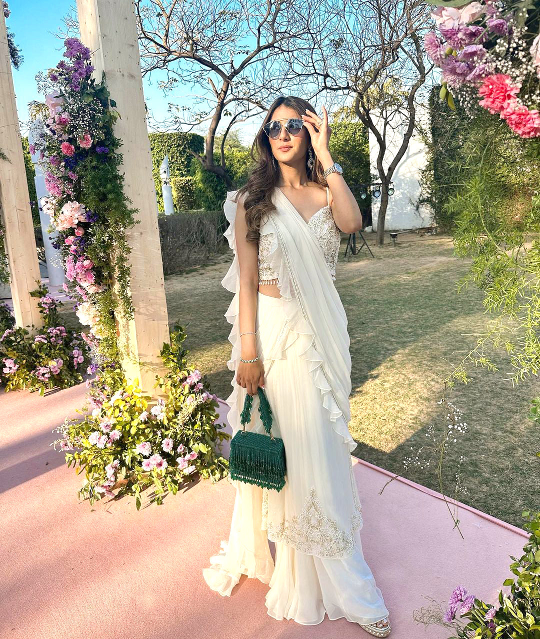 Green Cristal Box Flapper Clutch