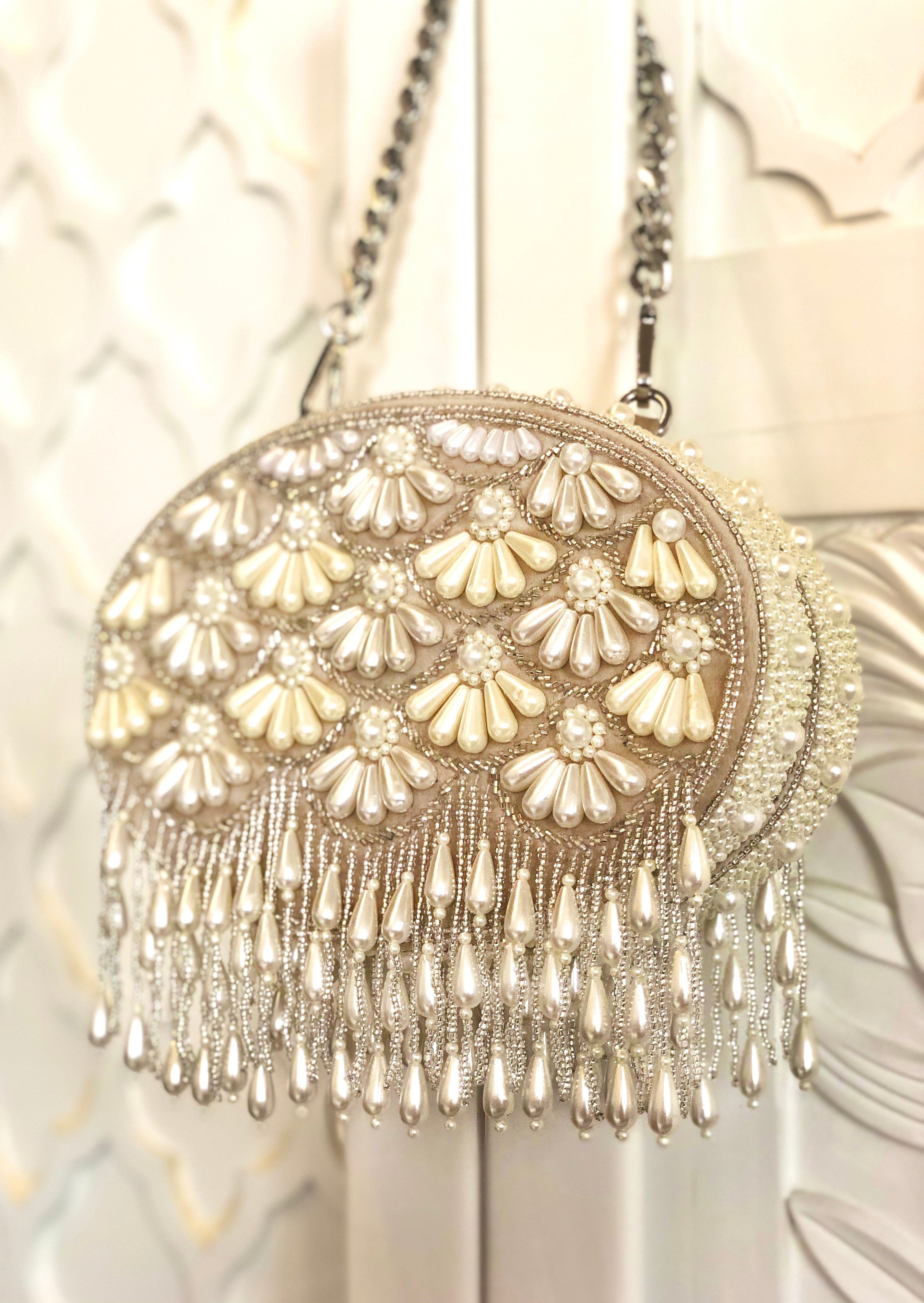 Beige Fareeda Flapper Clutch