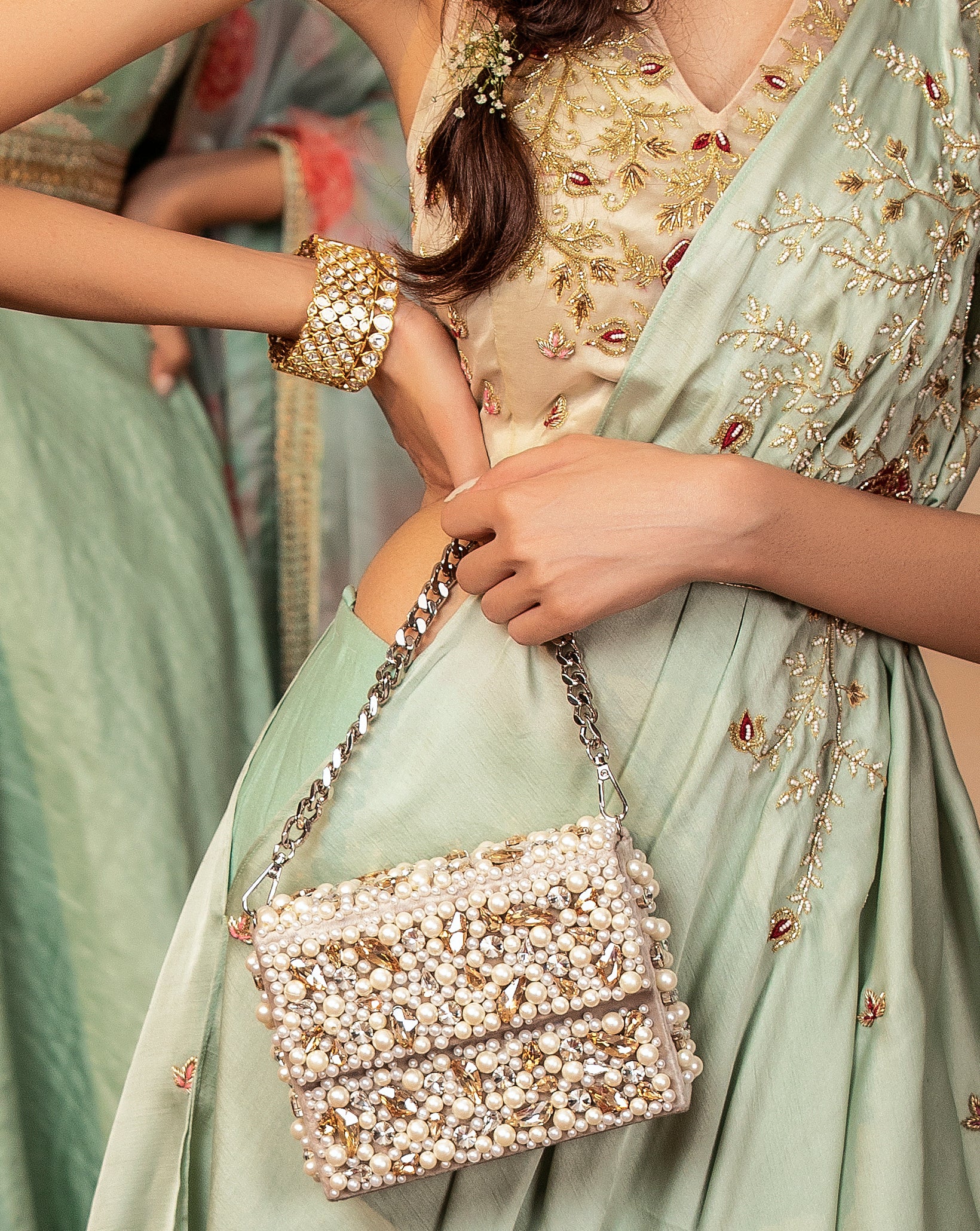 Gold Amber Stone Clutch