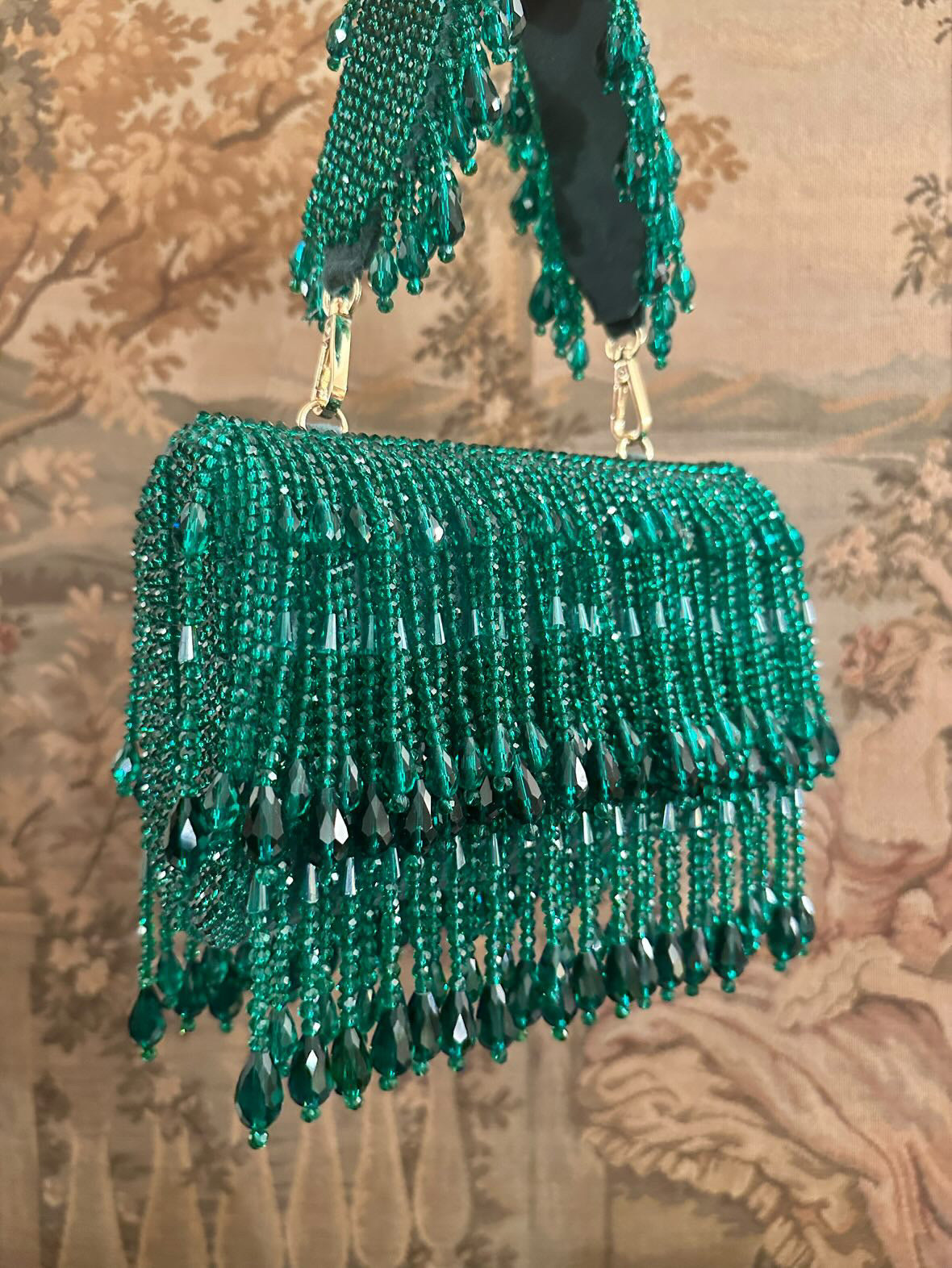 Green Cristal Flapper Clutch