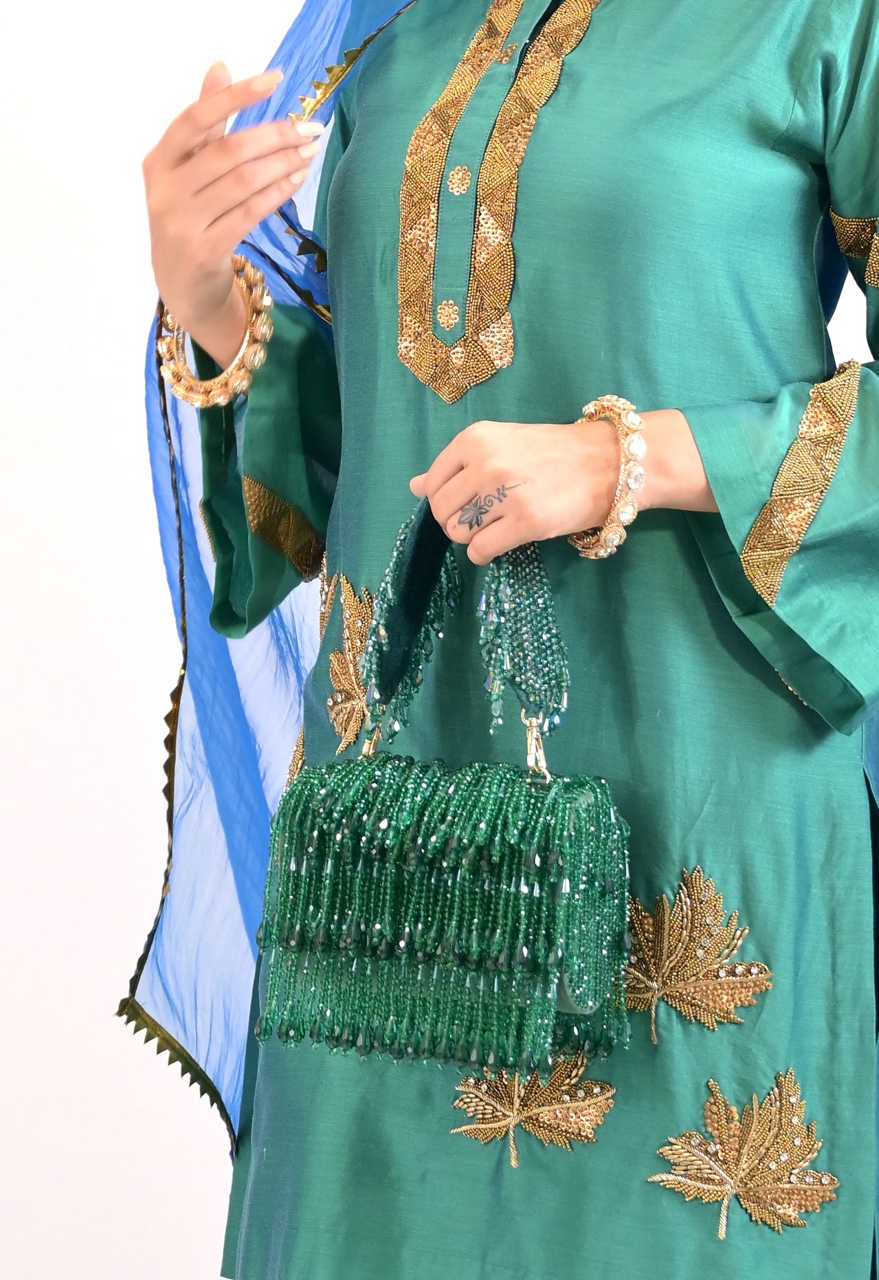 Green Cristal Flapper Clutch