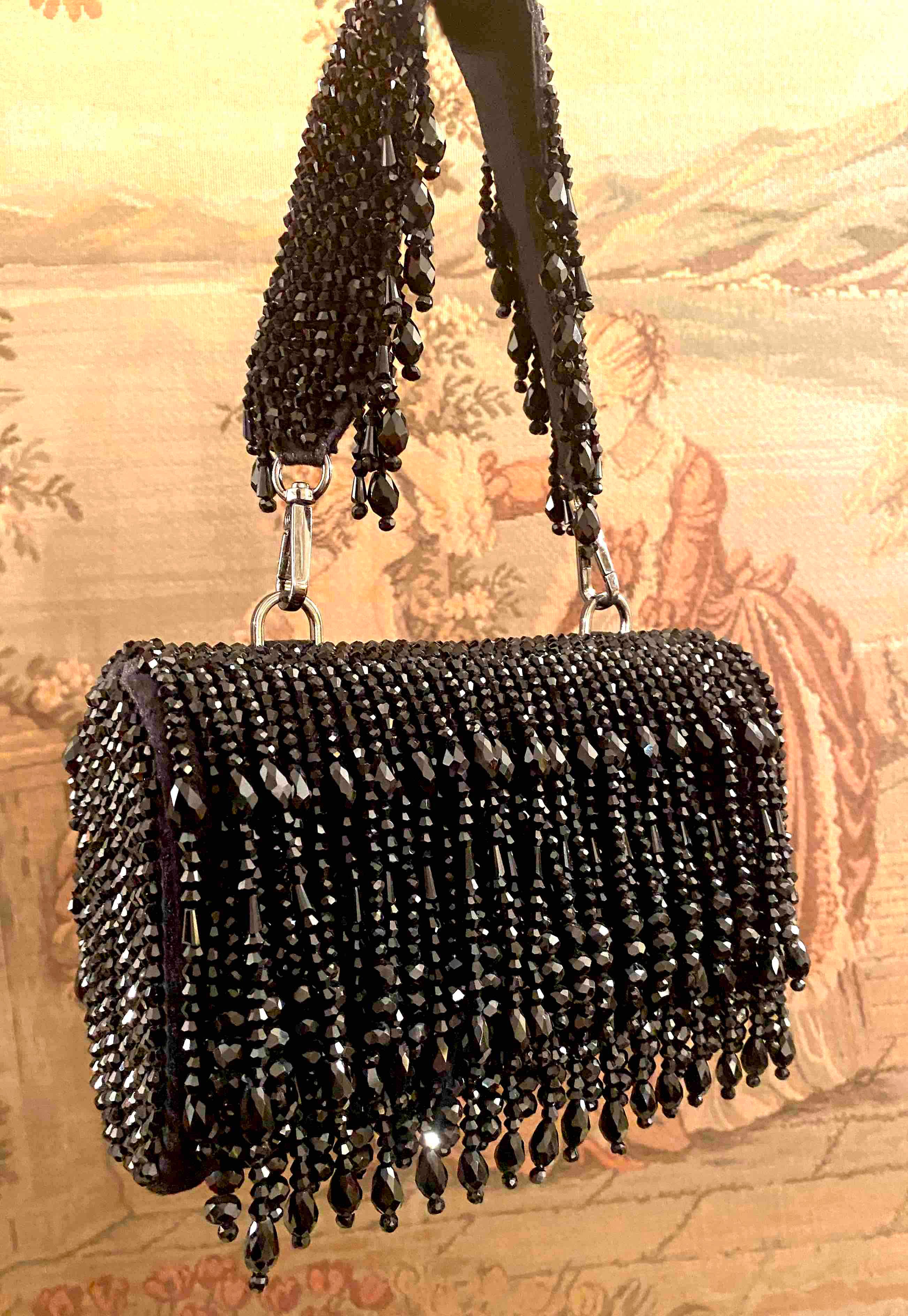 Black Cristal Flapper Clutch
