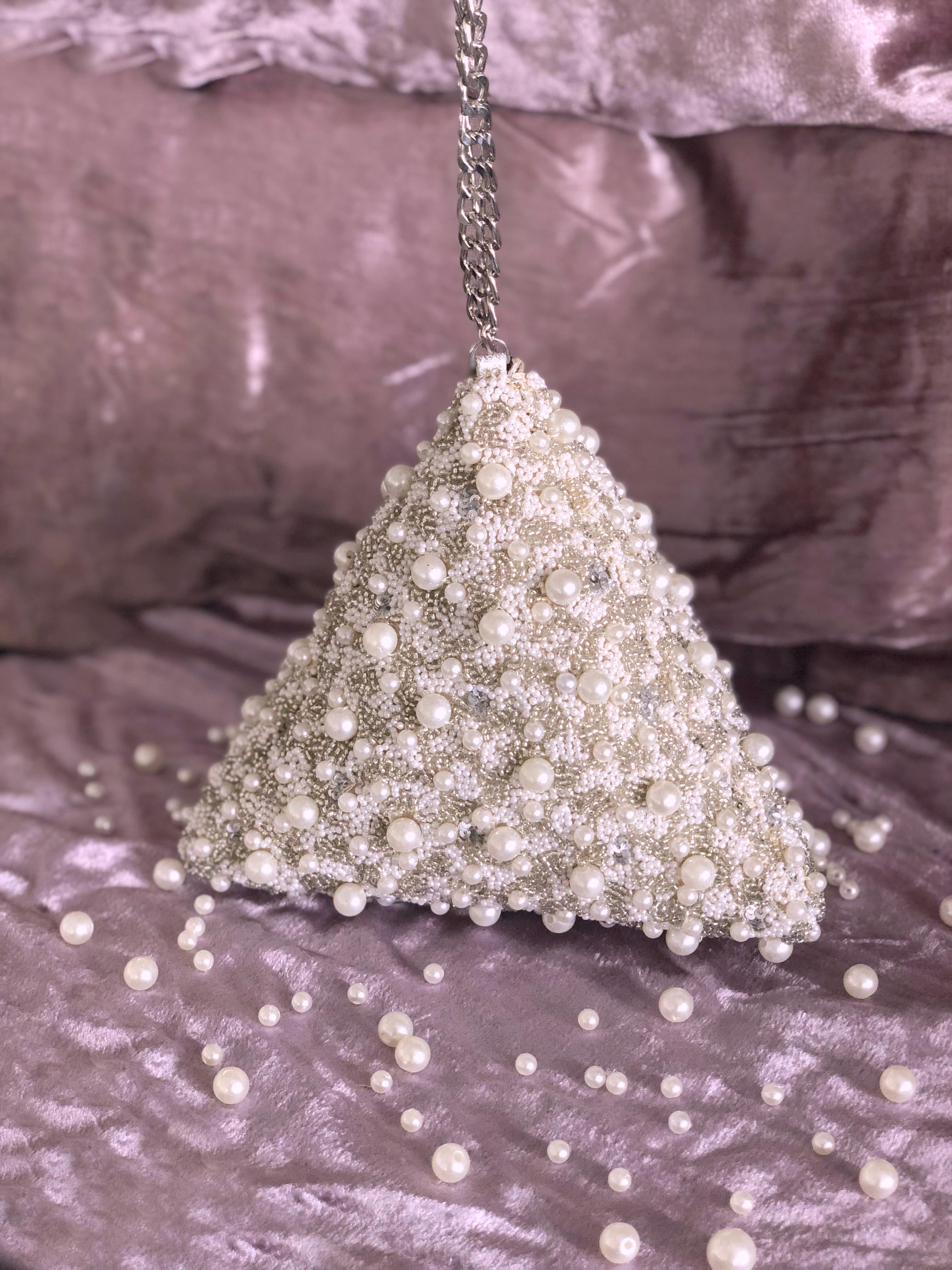 Silver Pearl Pyramid Bag