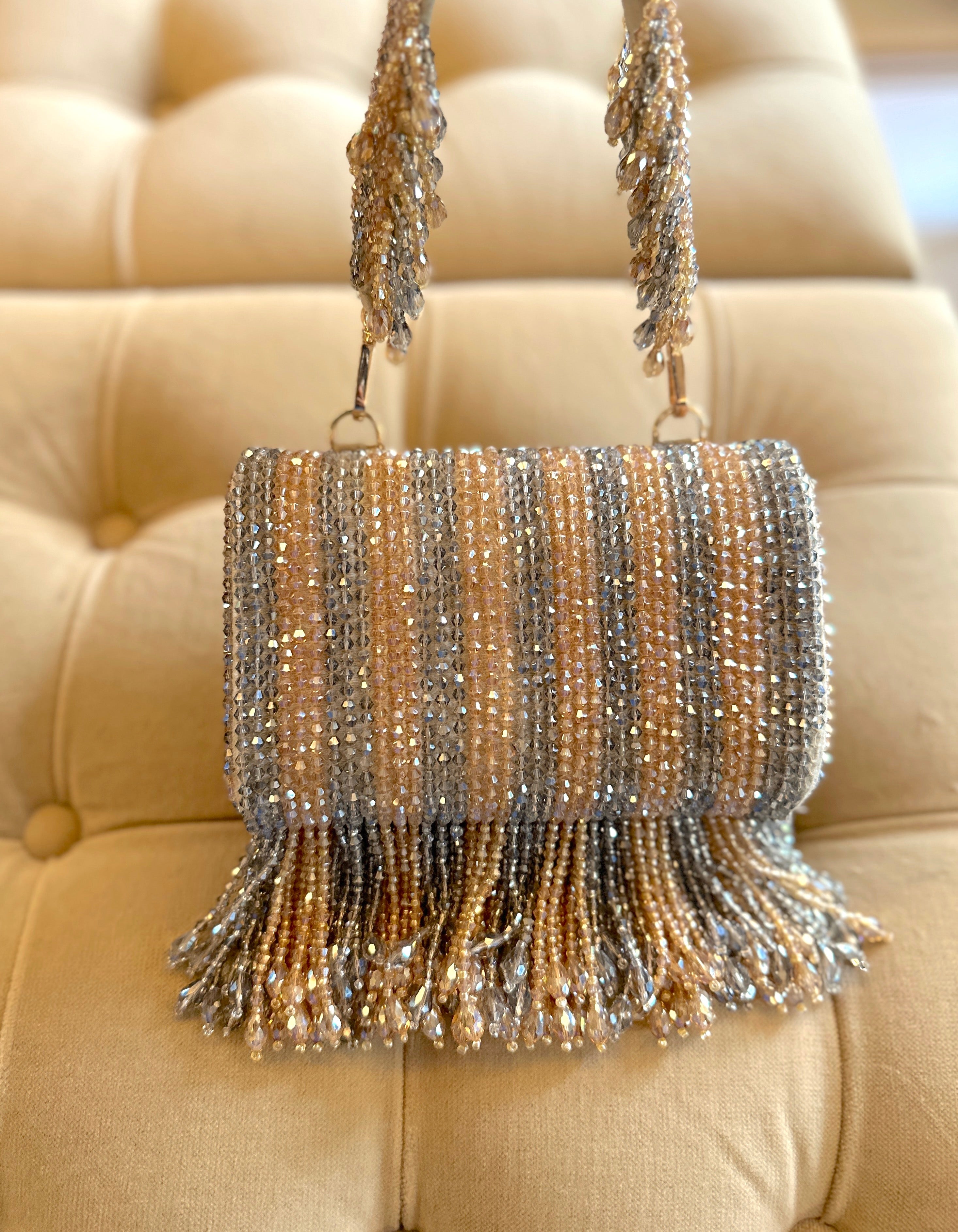 Gold Rania Cristal Flapper Clutch