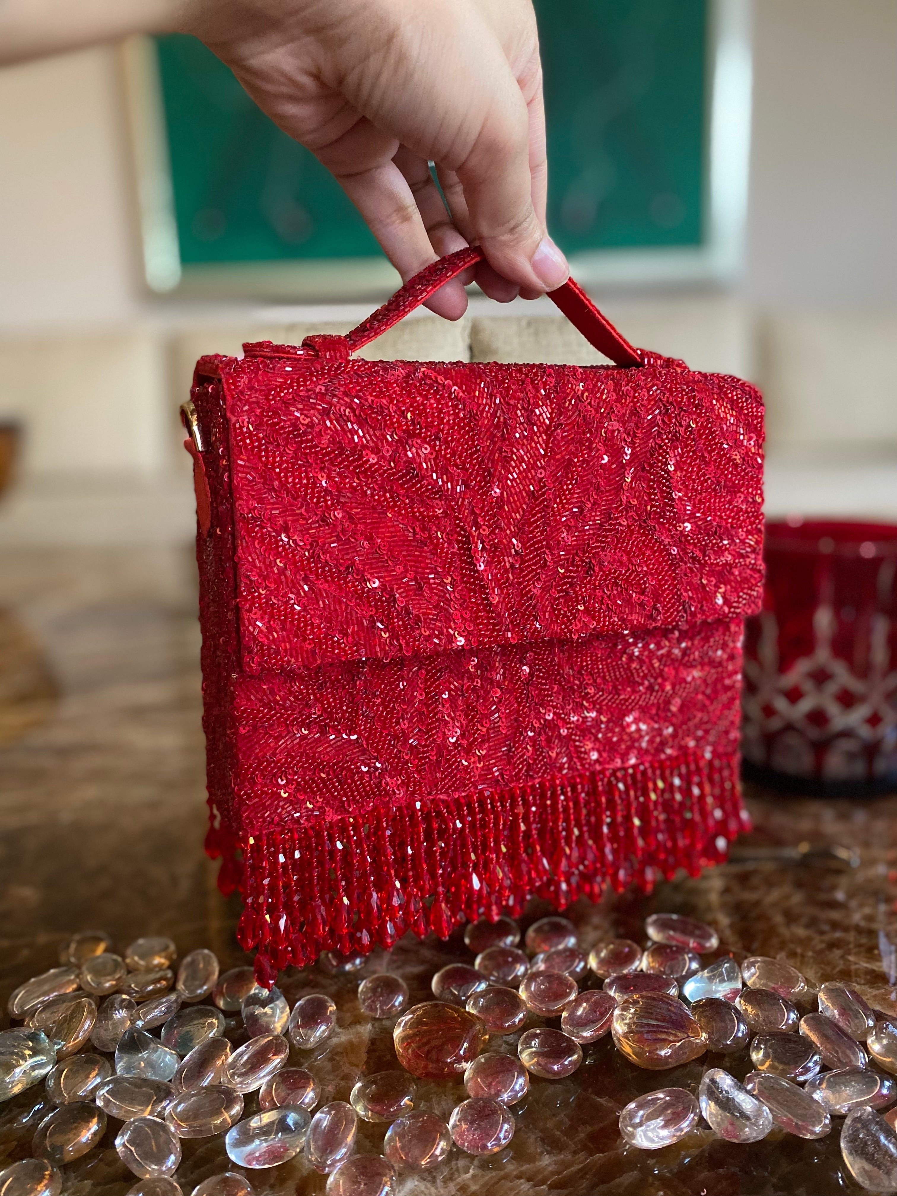 Red Zebra Cristal Flapper Clutch