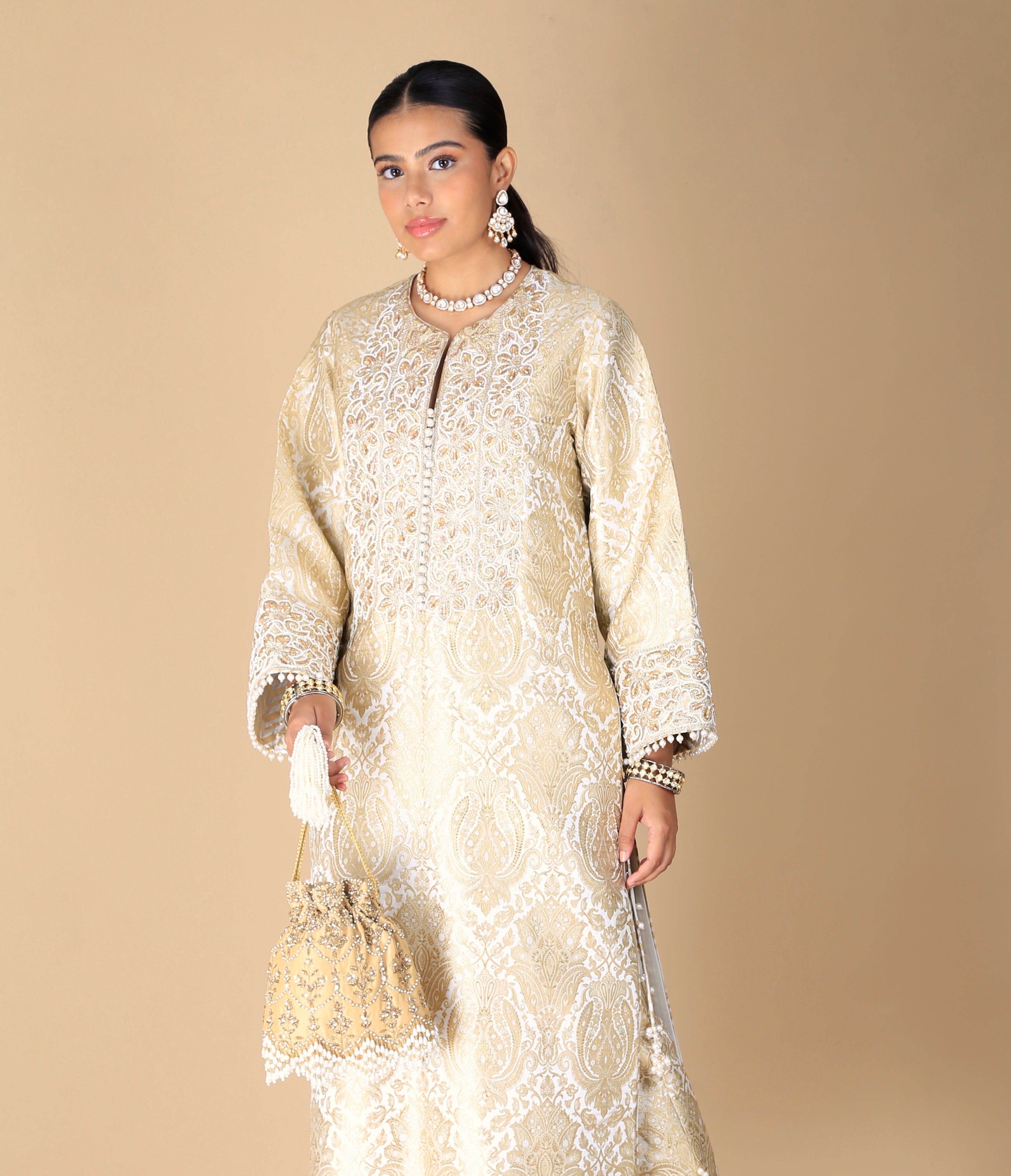 Gold Nur Jahan Bucket Bag