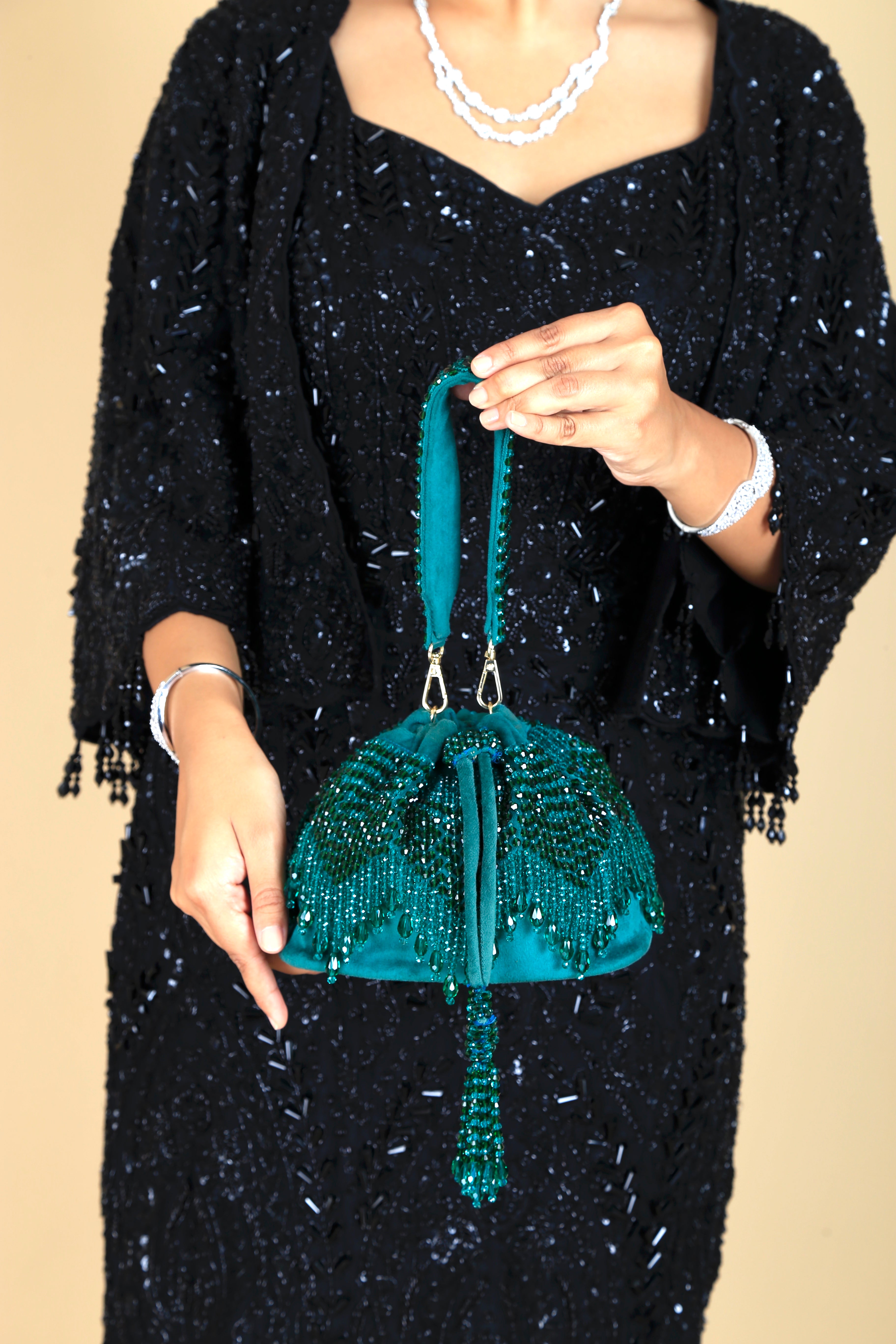 Green Crystal Bucket Bag