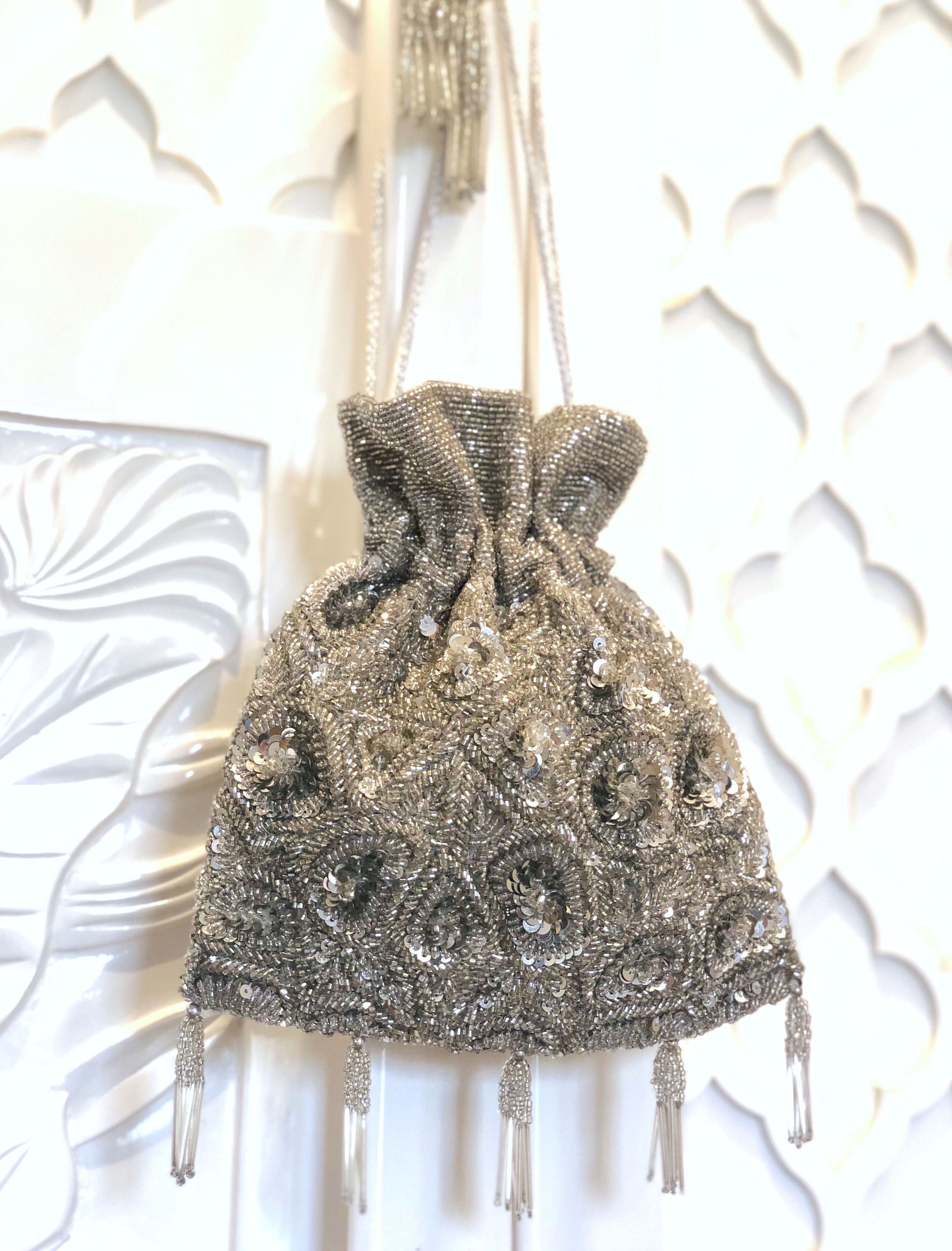 Silver Aara Flapper Bag