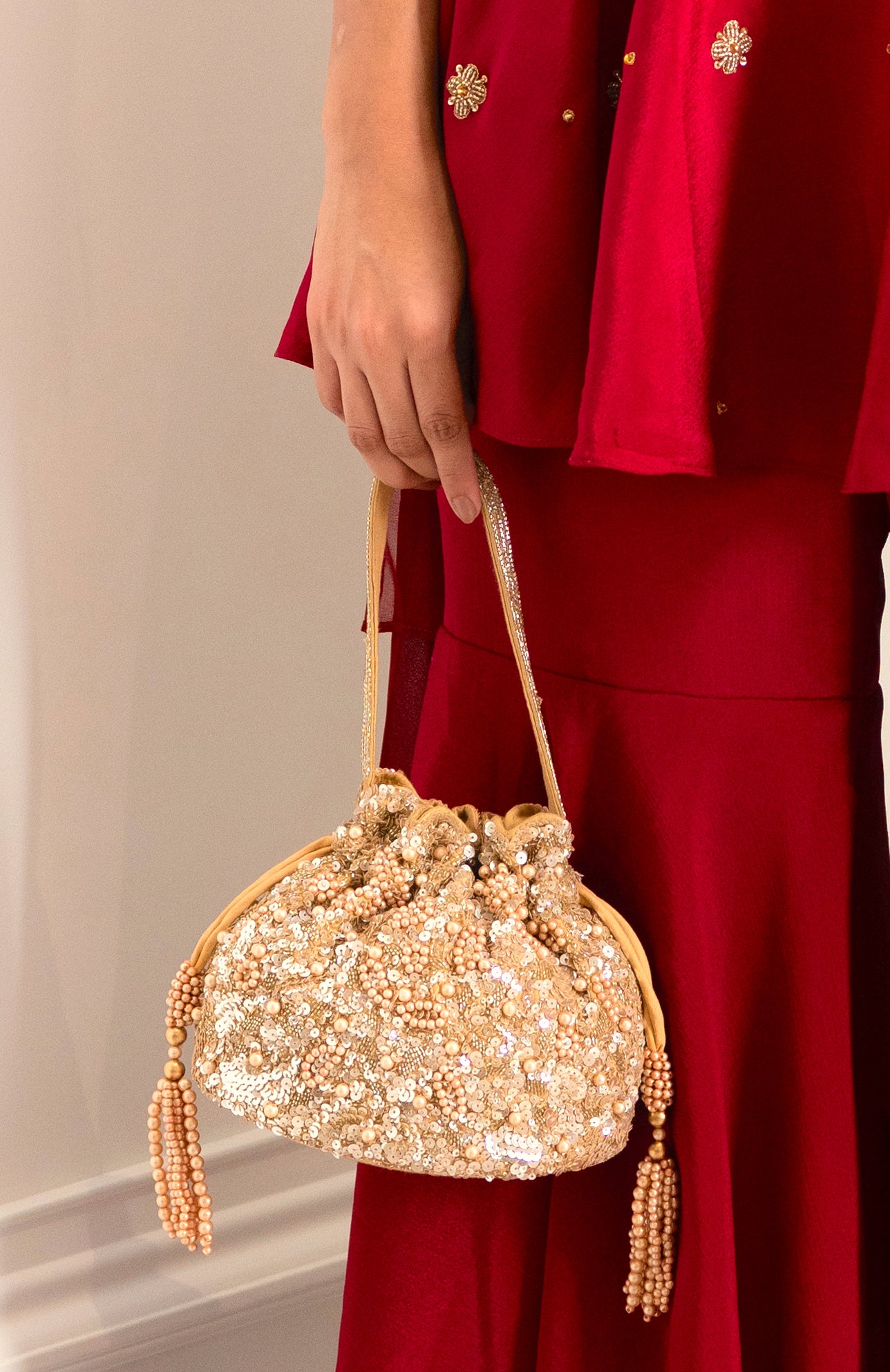 Gold Sakura Bucket Bag